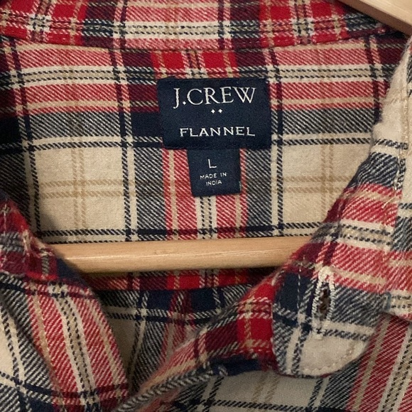 J. Crew Men's Large Casual Red,Navy and Cream  Plaid Flannel - Picture 2 of 2